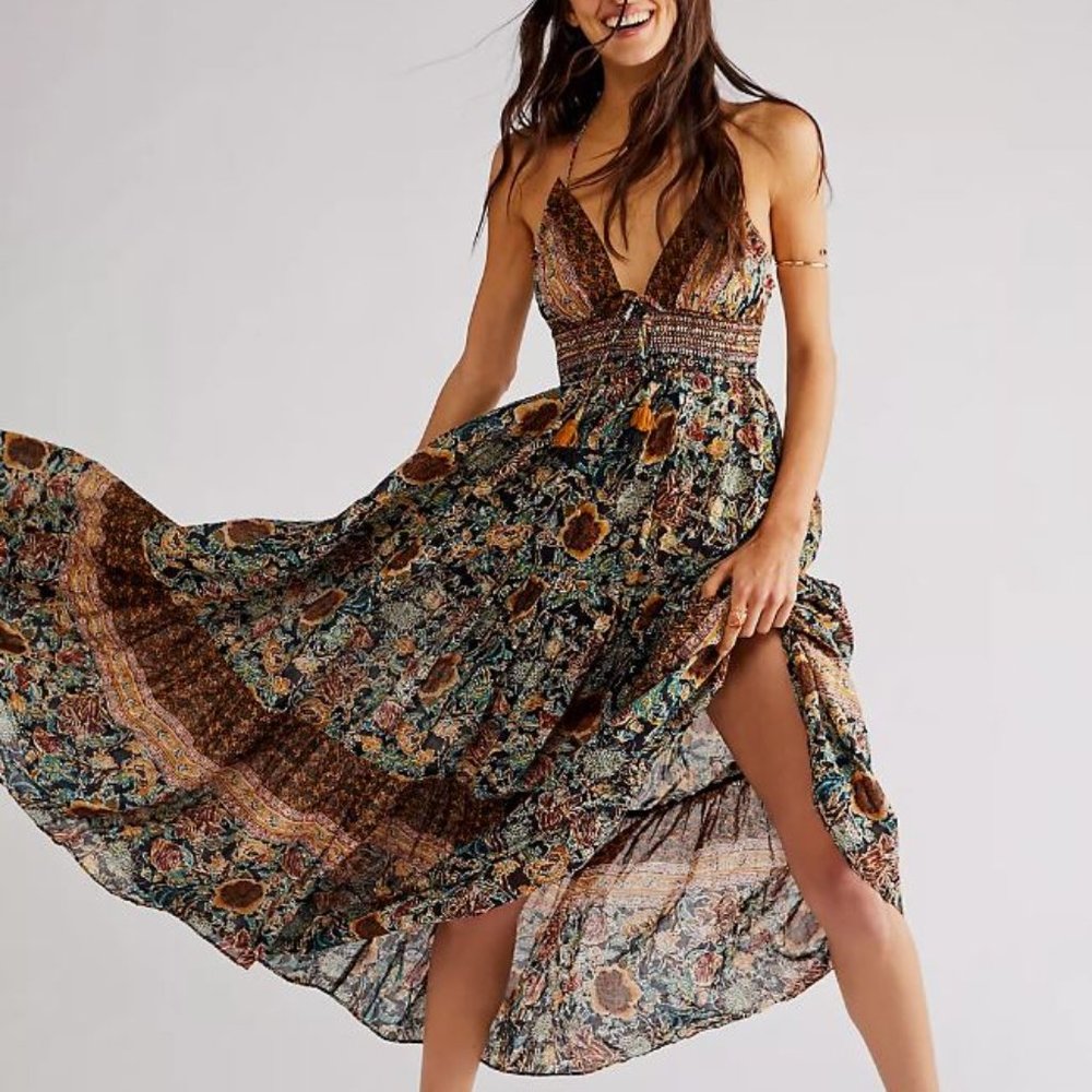 Free People Real Love Maxi Dress XS Multi Color